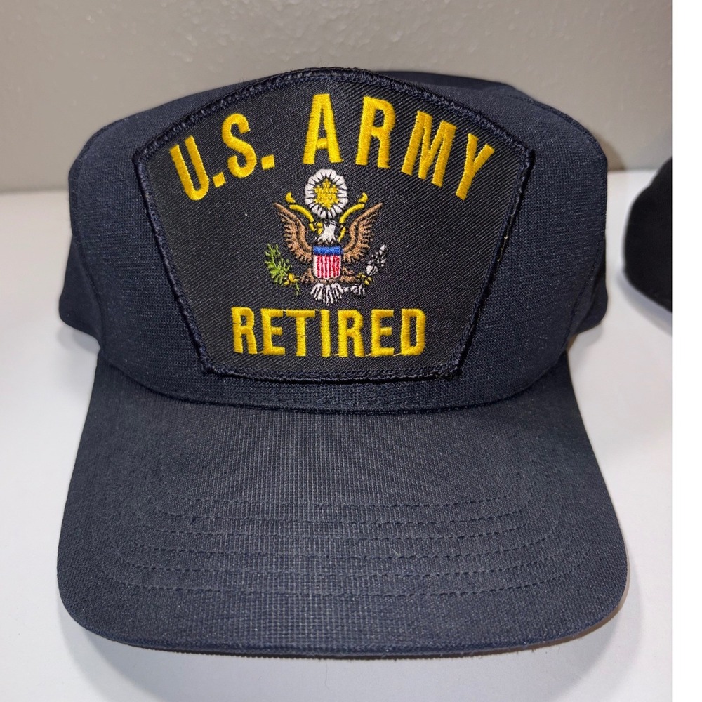 2 US Army Hats Retired Snapback and Modern Star Logo Strapback Made in USA - Picture 3 of 7